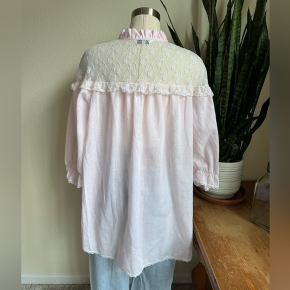 Vintage Floral Ruffle Blouse Romantic Cottagecore Statement Top Praire Medium - Picture 2 of 11